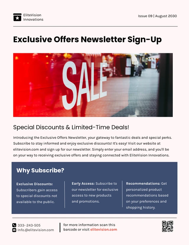 Exclusive Offers Newsletter Sign-Up Template