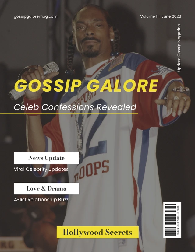 Modèle de couverture de magazine Gossip miminalist blanc et jaune