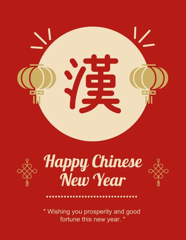 Red Modern Chinese New Year Poster Template