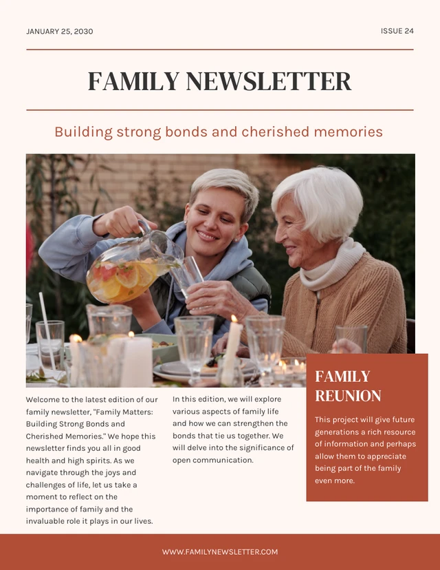 Cream Modern Minimalist Family Newsletter Template