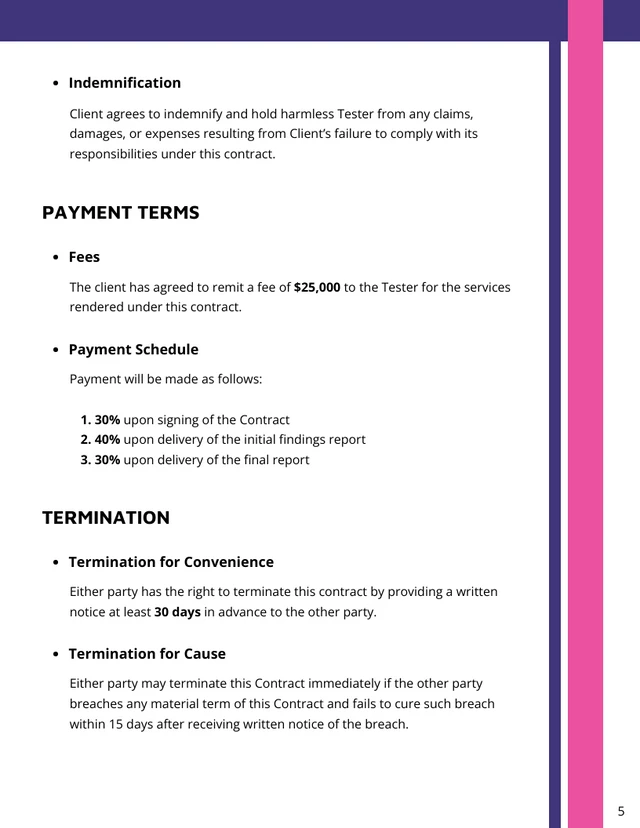 Penetration Testing Contract Template - Page 5