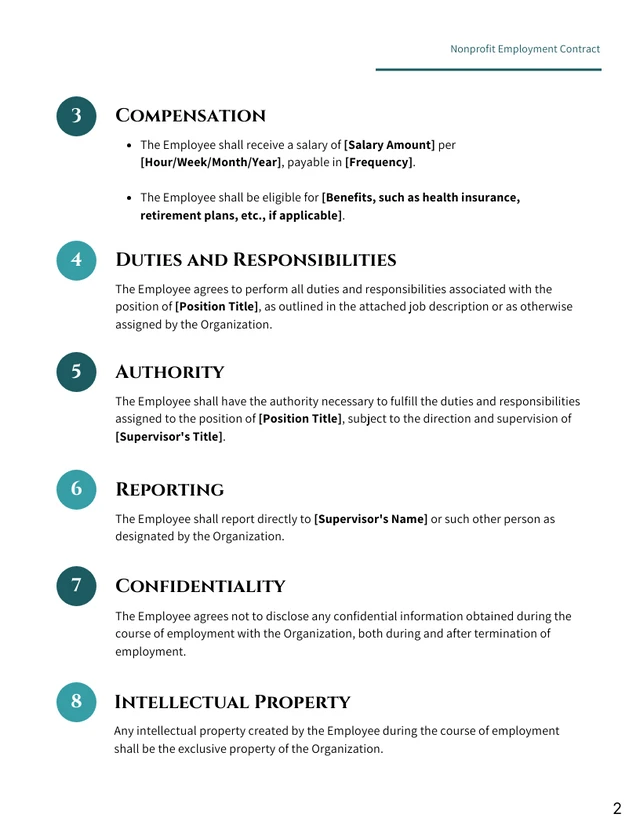 Nonprofit Employment Contract Template - Page 2