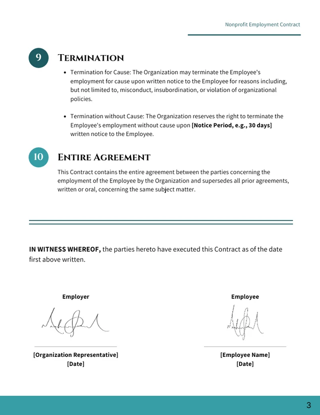 Nonprofit Employment Contract Template - Seite 3