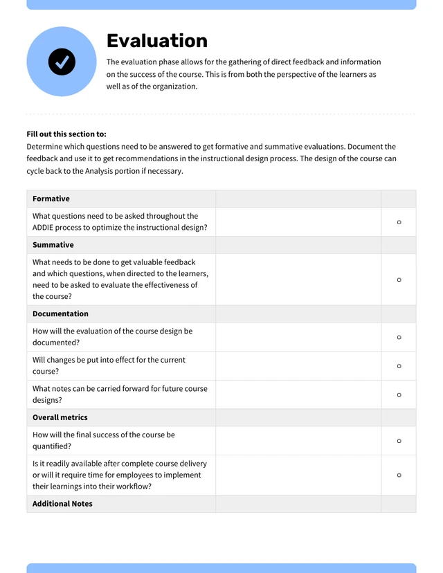 ADDIE Model Worksheet Checklist - Página 8