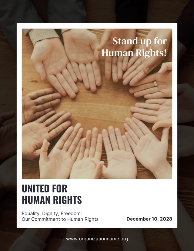 Black Simple Illustration Stand Up For Human Rights Poster Template