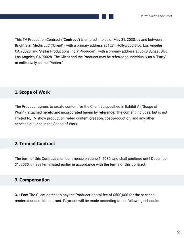 TV Production Contract Template - Página 2