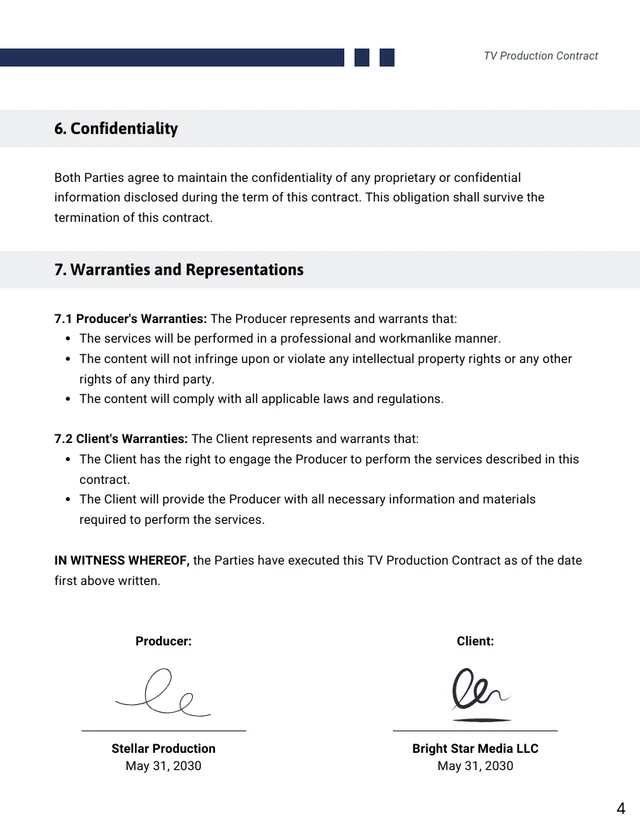 TV Production Contract Template - page 4