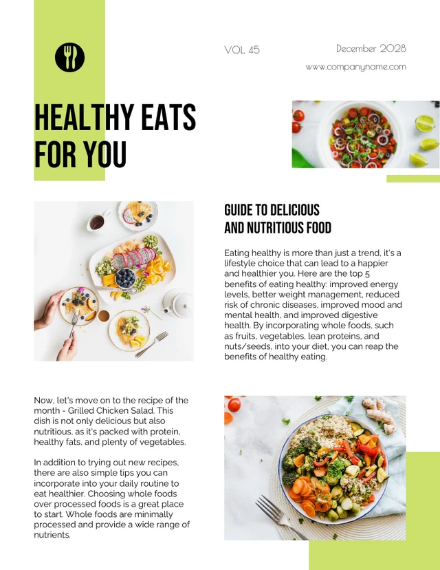 Minimalist Green Healthy Eats For You Newsletter