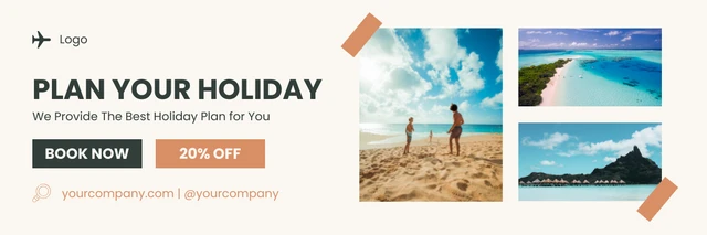Beige Einfache Minimalistische Collage Planen Sie Ihren Urlaub Banner Vorlage