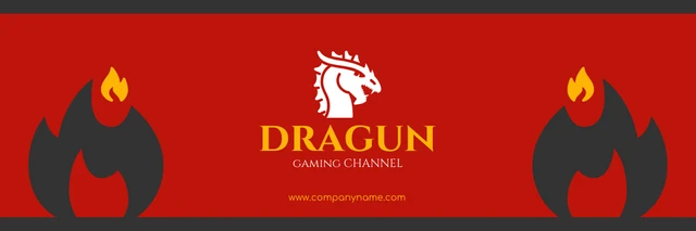 Red And Black Classic Bold Vintage Dragon Channel Gaming Banner Template