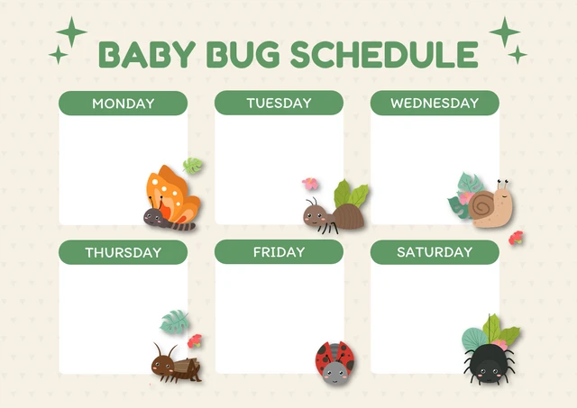 Light Yellow And Green Cute Baby Schedule Template