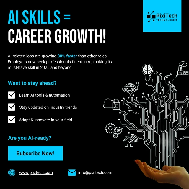 Plantilla cuadrada para LinkedIn para el crecimiento profesional en Inteligencia Artificial