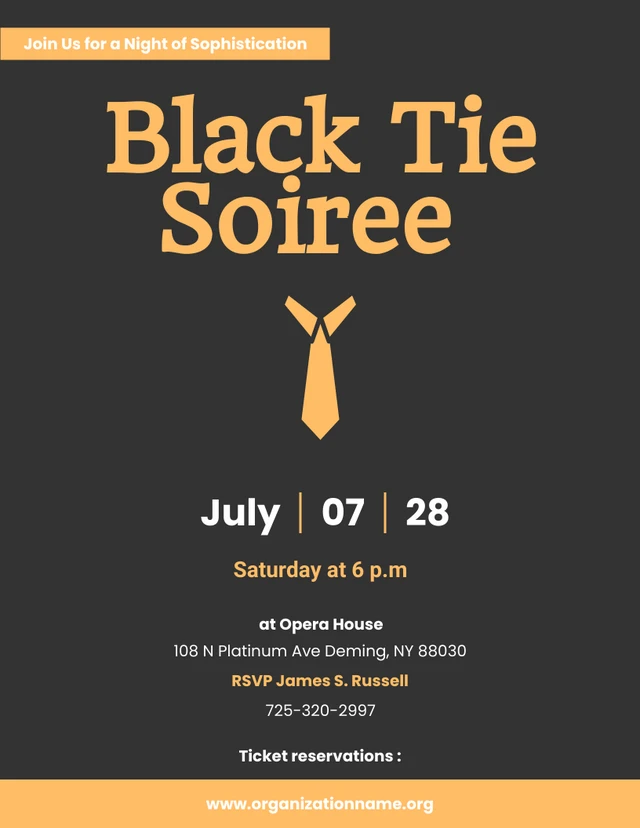 Black Gold Minimalist Black Tie Invitations Template