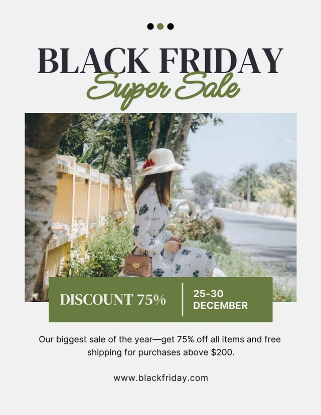 Zerbrochene weiße und grüne elegante Black Friday Super Sale Poster-Vorlage
