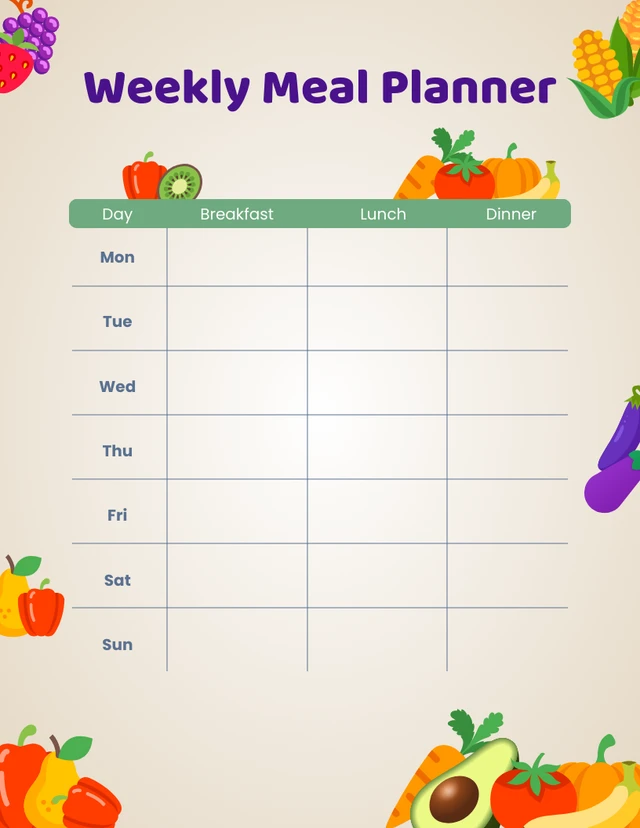 Weekly Meal Planner Template