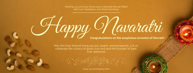Bannière Facebook de félicitations Happy Navratri en or