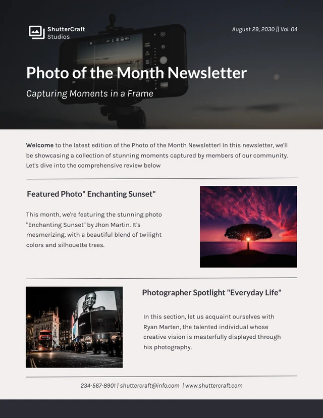 Photo of the Month Newsletter Template