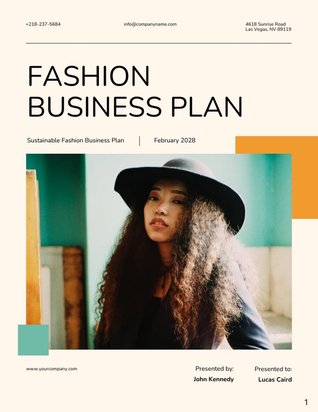 Peach Orange and Green Fashion Business Plan - Page 1
