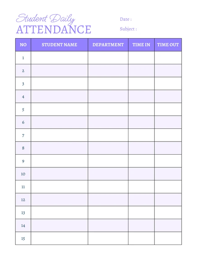 White Minimalist Student Daily Time Schedule Template