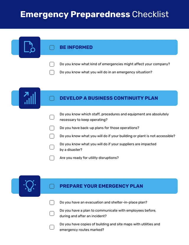 Emergency Preparedness Checklist - Venngage