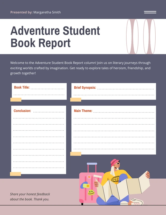 Adventure Student Book Report Template