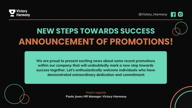 Promotion Announcement Company Presentation - Page 1