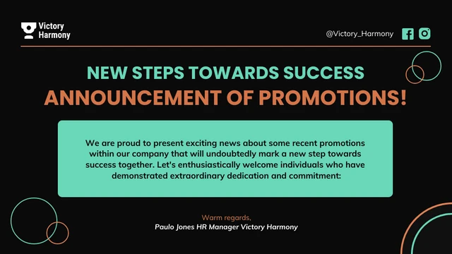 Promotion Announcement Company Presentation - page 1