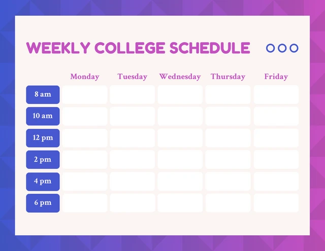 Gradient Modern Geometric Weekly College Schedule Template