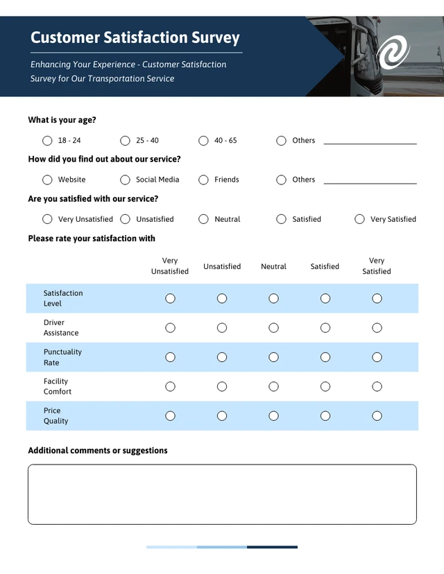 Simple Blue Questionnaire Form Template