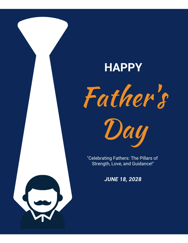 Navy And White Minimalist Happy Fathers Day Poster Template