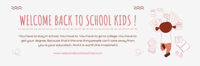 Light Grey And Red Simple Illustration Welcome Back To School Banner Template