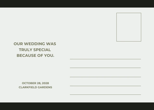 Black Modern Elegant Wedding Thank You Postcard - Page 2
