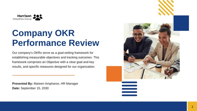 Company OKR Performance Review Presentation - Página 1