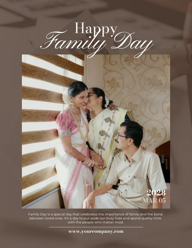 Brown Simple Family Day Poster Template