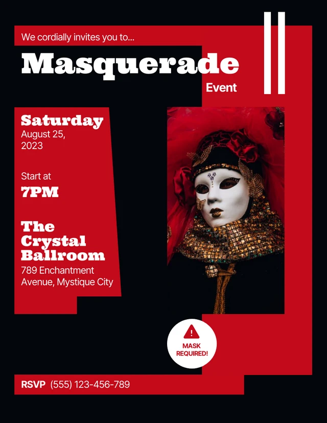 Dark Red Masquerade Event Invitation Invitation Template