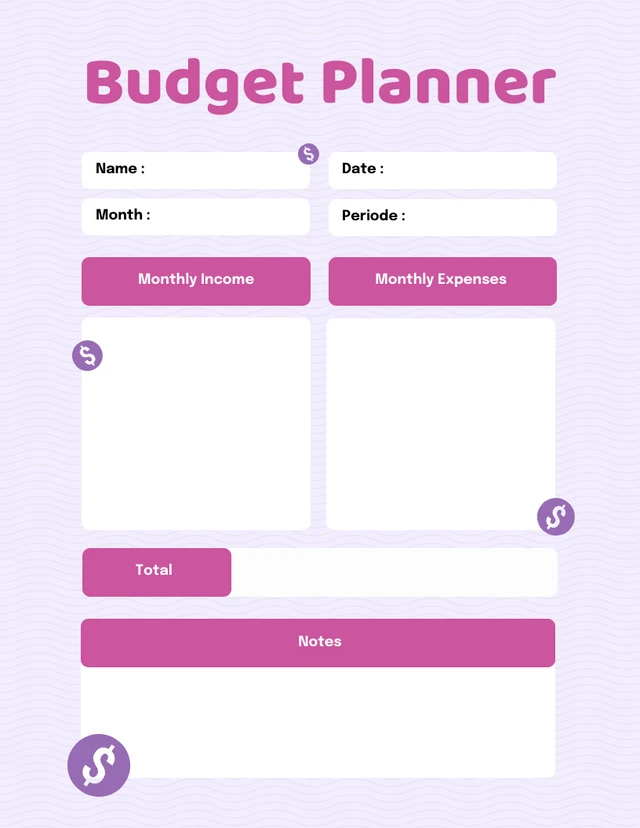 Simple Light Purple Finance Planner Template