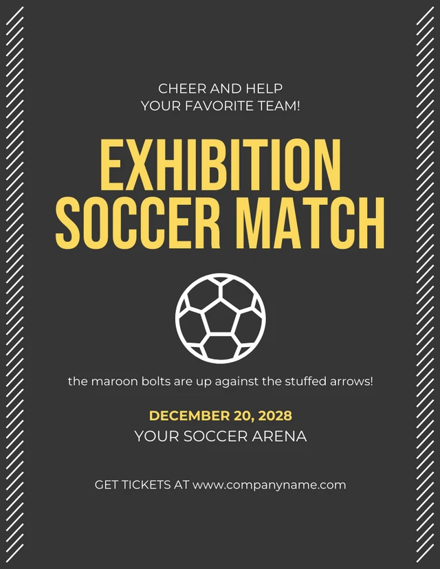 Dark Grey And Yellow Simple Geometric Exhibition Soccer Match Poster Template