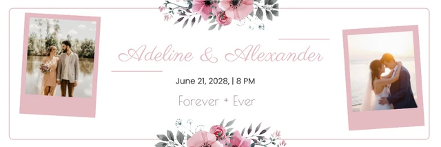 White and Pink Floral Minimalist Wedding Banner Template