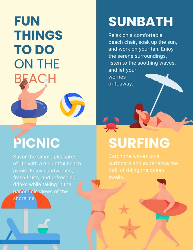 Yellow And Blue Fun On The Beach Infographic Poster Template