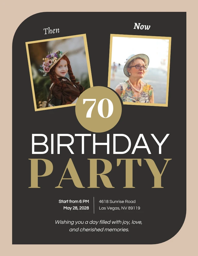 Vintage Pastell-Einladungsvorlage zum 70. Geburtstag