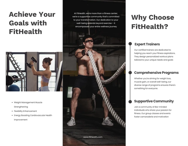 Grey and White Minimalist Fitness Trifold Brochure - Page 2