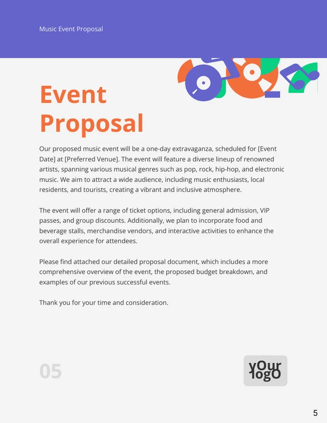 Purple And Orange Minimalist Music Event Proposal - page 5