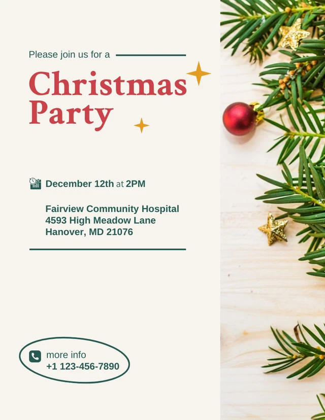 Simple Cool Blue Christmas Party Invitation Template