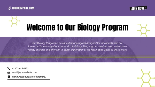 Green and Purple Biology Program Education Presentation - Page 1