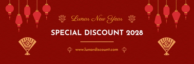 Maroon Classic Illustration Lunar New Year Banner Template