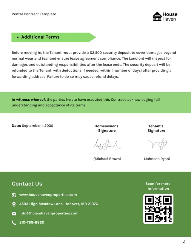 House Rental Contract Template - Page 4