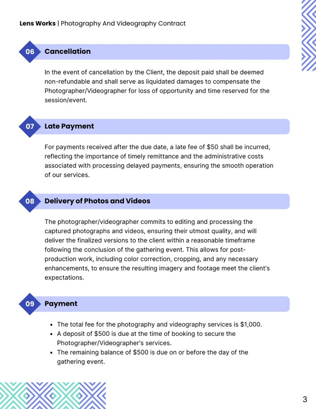 Photography And Videography Contract - Page 3