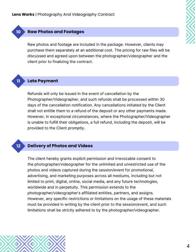 Photography And Videography Contract - Page 4