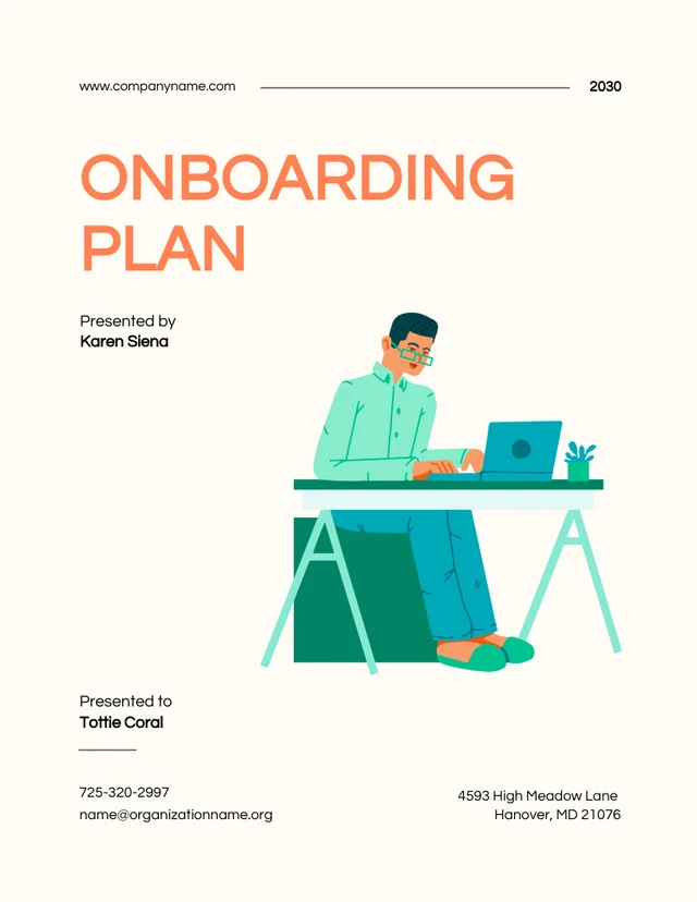 Cream And Orange Illustration Onboarding Plan - Page 1