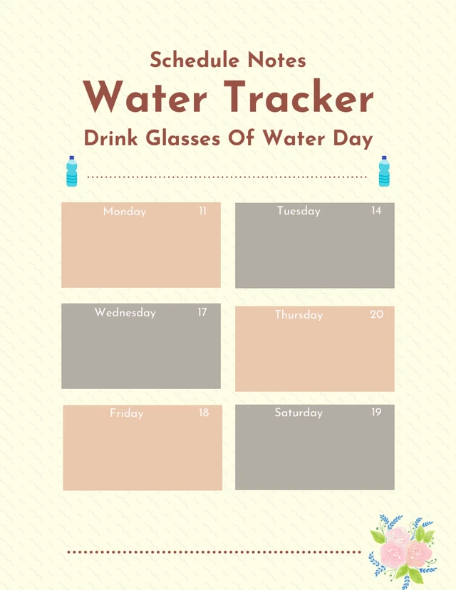 Schedule Brown Simple Water Tracker Template
